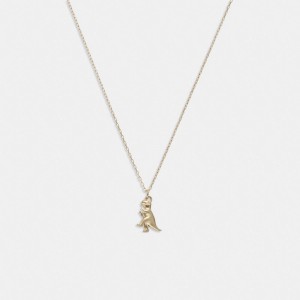 Coach 14 K Gold Rexy Pendant Necklace Gold | 947-ZNCUWJ