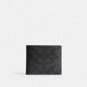 Coach 3 In 1 Wallet In Signature Canvas Charcoal/Blueberry | 076-RVPUJZ