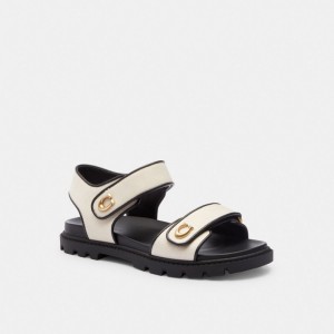 Coach Brynn Sandal Chalk/Black | 678-VWHMYQ