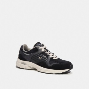 Coach C301 Sneaker With Signature Canvas Charcoal/Black | 903-DEXPOL