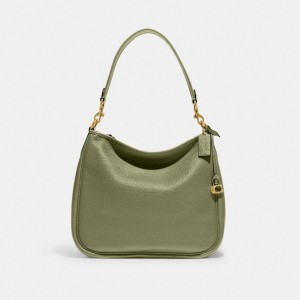 Coach Cary Shoulder Bag Pebble Leather/Brass/Moss | 502-DWXIUL