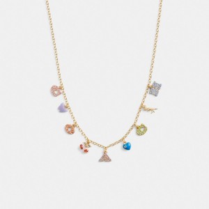 Coach Cherry And Heart Charm Necklace Gold/Multi | 931-NVTEXR