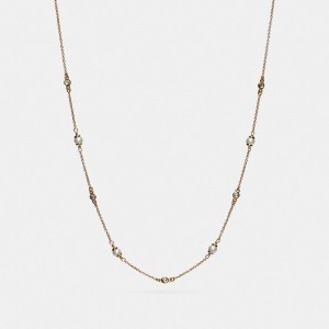 Coach Classic Crystal Pearl Necklace Gold | 869-HPYRLZ