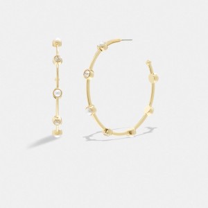 Coach Classic Pearl Large Hoop Earrings Gold/Pearl | 263-VOBJGF