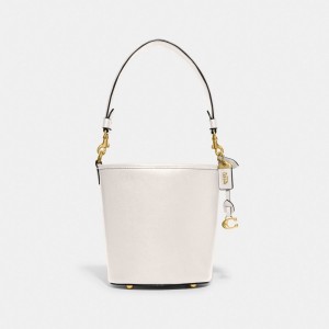 Coach Dakota Bucket Bag 16 Glovetanned Leather/Brass/Chalk | 837-LAXVNW