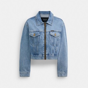 Coach Denim Crop Jacket In Organic Cotton Blue | 820-VSMRQH