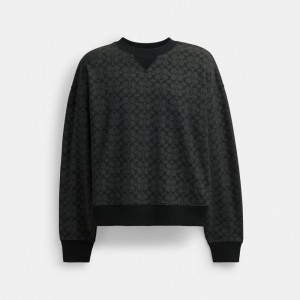 Coach Essential Signature Crewneck Charcoal Signature | 630-FYRNPG