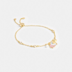 Coach Garden Charms Slider Bracelet Gold/Multi | 807-CKOIYD