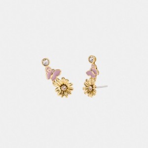 Coach Garden Charms Stud Earrings Gold/Multi | 607-DXAZLE