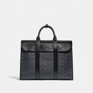 Coach Gotham Portfolio Bag In Signature Canvas Black Copper/Charcoal/Black | 193-CSMEBK