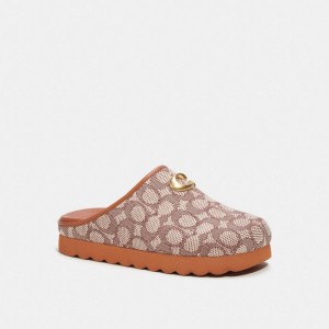 Coach Hadley Slipper In Signature Textile Jacquard Cocoa/Burnished Amber | 950-YOZDQT