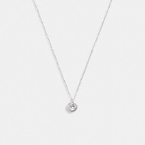 Coach Halo Heart Pendant Necklace Silver | 398-DMPNEH