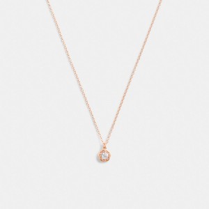 Coach Halo Tea Rose Pendant Necklace Rose Gold | 075-PRKNIT