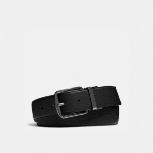 Coach Harness Buckle Cut To Size Reversible Belt 38 Mm Black/Mahogany | 527-WMINCH