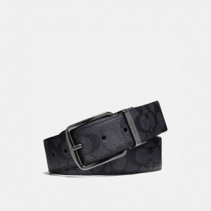 Coach Harness Buckle Cut To Size Reversible Belt 38 Mm Charcoal/Black | 768-SQILVO