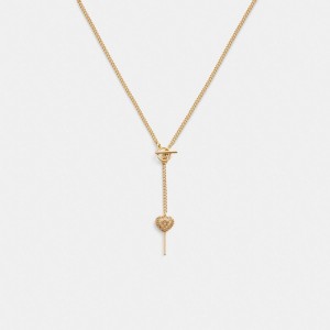 Coach Heart Lollipop Lariat Necklace Gold | 287-CYRWFO