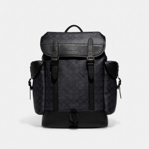 Coach Hitch Backpack In Signature Canvas Canvas/Charcoal | 369-HVLZXA