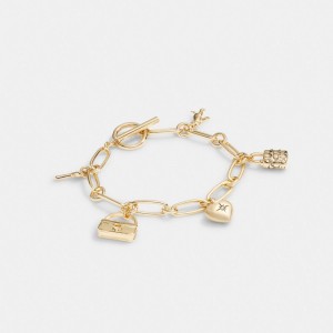 Coach Iconic Charm Chain Bracelet Gold | 394-LROQEB