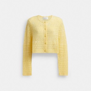 Coach Lace Knit Cardigan Yellow | 932-SLAVQY