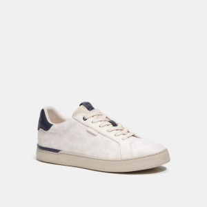 Coach Lowline Low Top Sneaker In Signature Canvas Chalk Cobalt | 681-CHXNKY