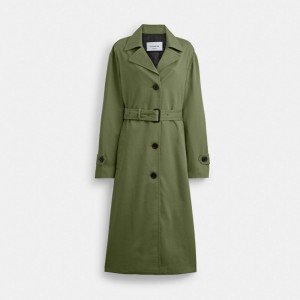 Coach Oversized Trench Coat Green | 217-AUKYJX