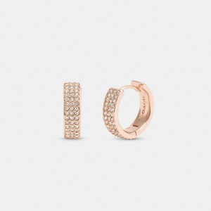 Coach Pavé Huggie Earrings Rose Gold | 472-XTBMOD