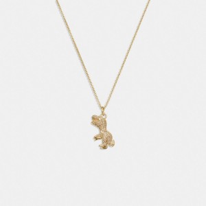 Coach Pavé Rexy Necklace Gold/Crystal | 342-BINAYF