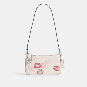 Coach Penn Shoulder Bag With Lip Print Silver/Chalk Multi | 053-AWJECL