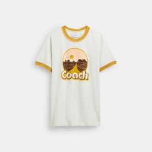 Coach Roadside Ringer T Shirt White | 325-QSYAWV