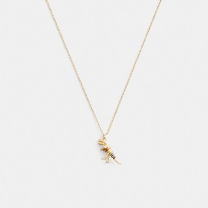 Coach Skeletal Rexy Pendant Necklace Gold/Multi | 027-EJSLUM