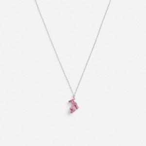 Coach Stiletto Pendant Necklace Silver/Pink | 709-PVWJFA