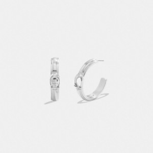 Coach Tabby Hoop Earrings Silver | 463-UNVAKT