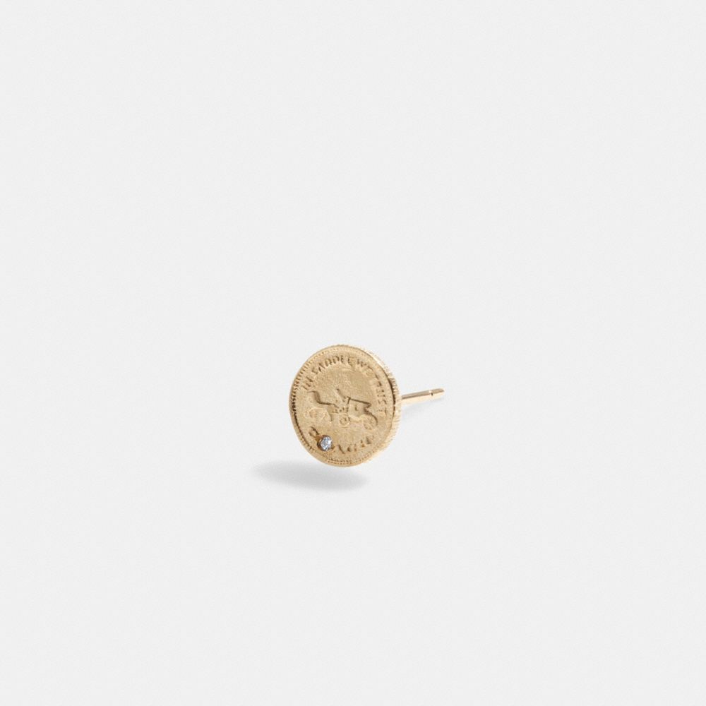 Coach 14 K Gold Coin Single Stud Earring Gold | 627-CBYDRI