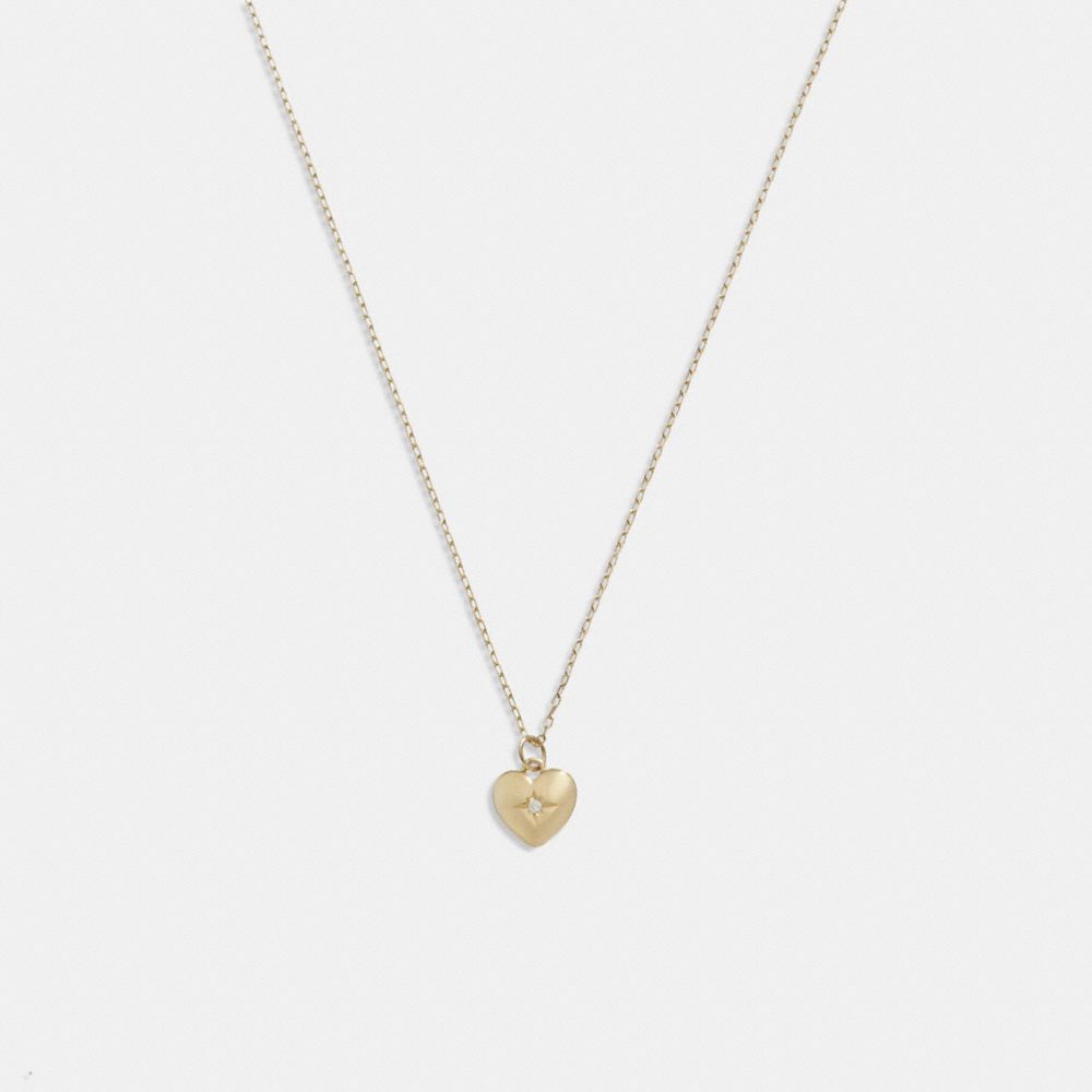 Coach 14 K Gold Heart Pendant Necklace Gold | 781-PLNZWK