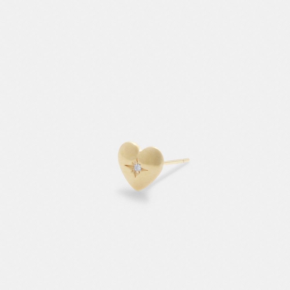 Coach 14 K Gold Heart Single Stud Earring Gold | 143-GQXOVA