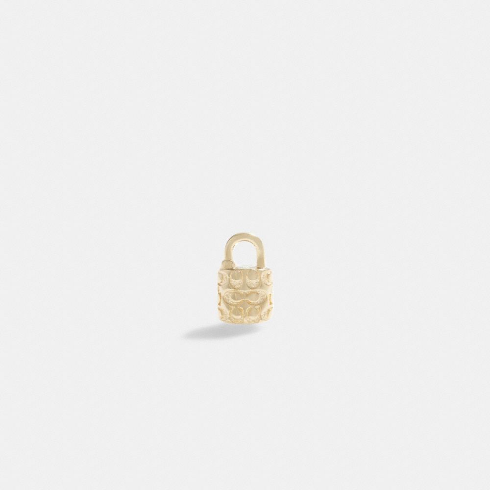 Coach 14 K Gold Quilted Signature Padlock Single Stud Earring Gold | 047-KIDGAB