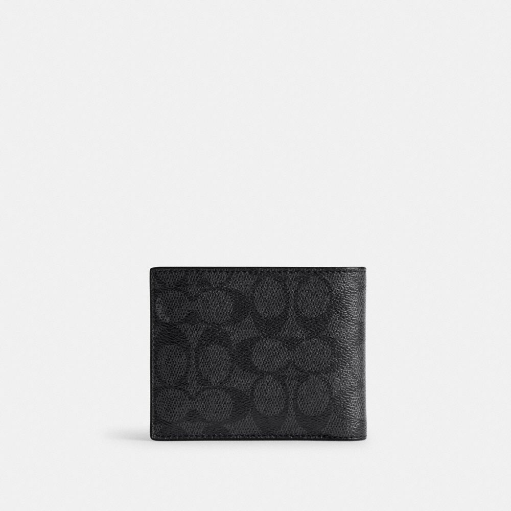 Coach 3 In 1 Wallet In Signature Canvas With Graphic Signature Coated Canvas/Leather/Charcoal Multi | 267-BKSRLA