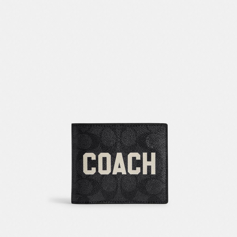 Coach 3 In 1 Wallet In Signature Canvas With Graphic Signature Coated Canvas/Leather/Charcoal Multi | 267-BKSRLA