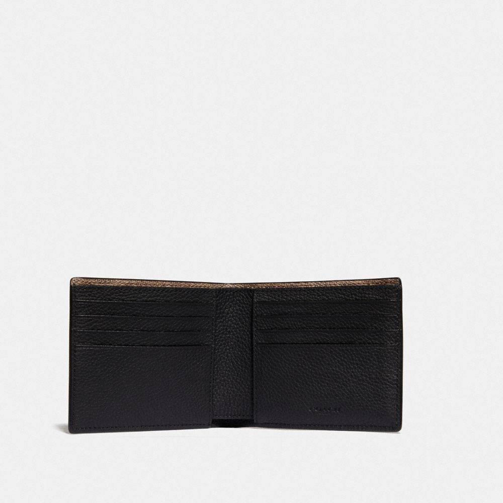 Coach 3 In 1 Wallet With Signature Canvas Detail Pebble Leather/Signature Coated Canvas/Black/Khaki | 015-TOSFIB