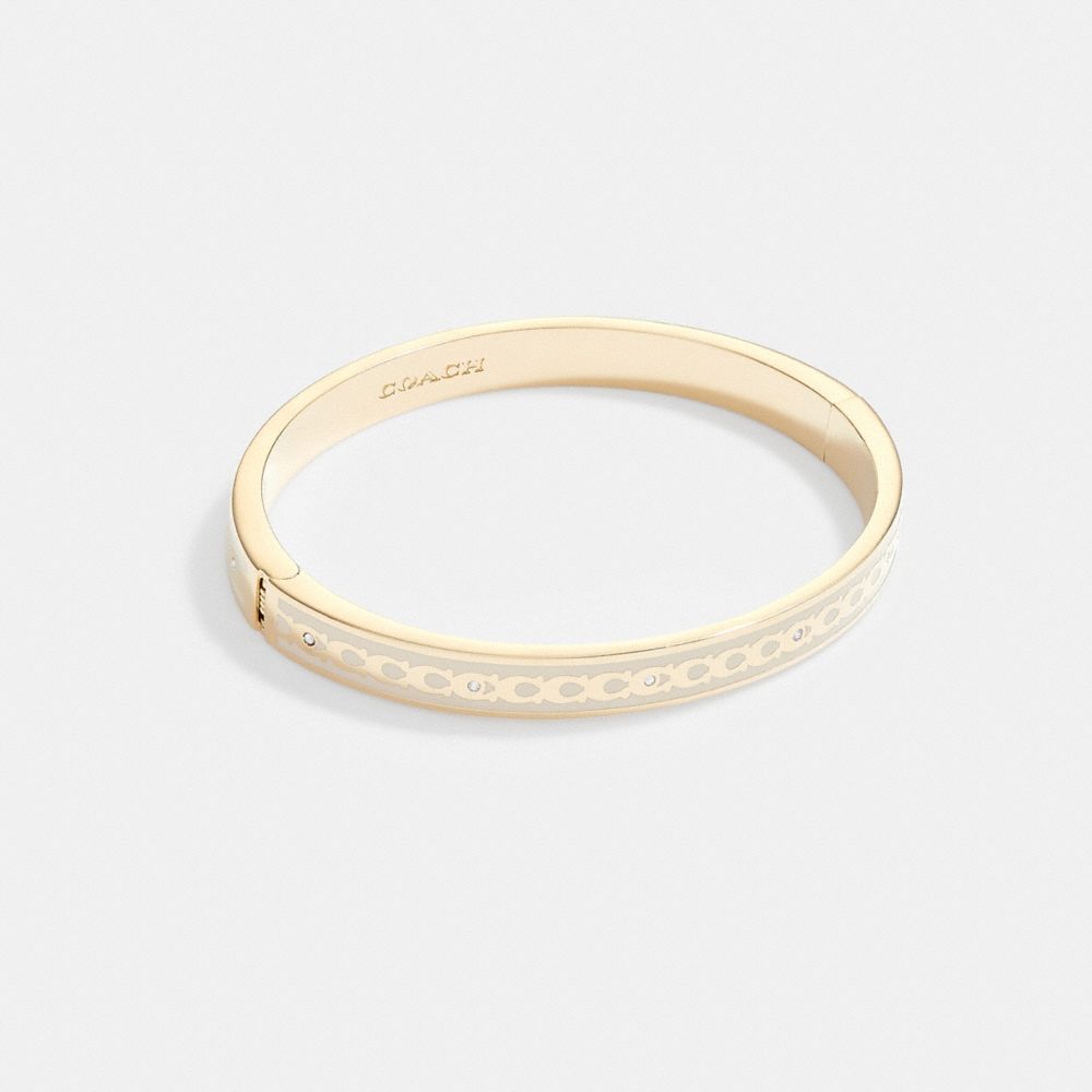 Coach 6 Mm Signature Enamel Bangle Gold/Chalk | 937-ZGKTJW