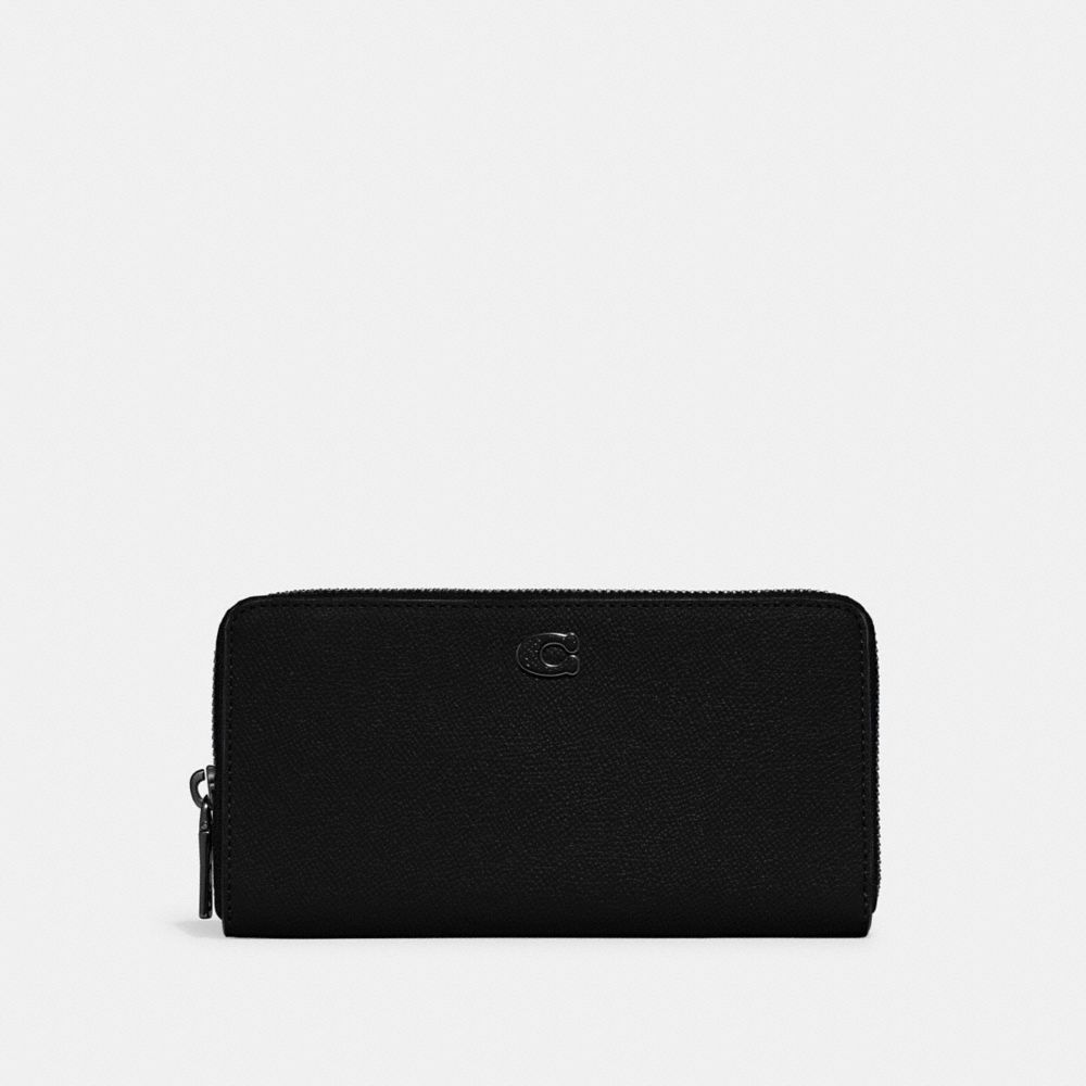 Coach Accordion Wallet With Signature Canvas Interior Black | 724-CAHJOP