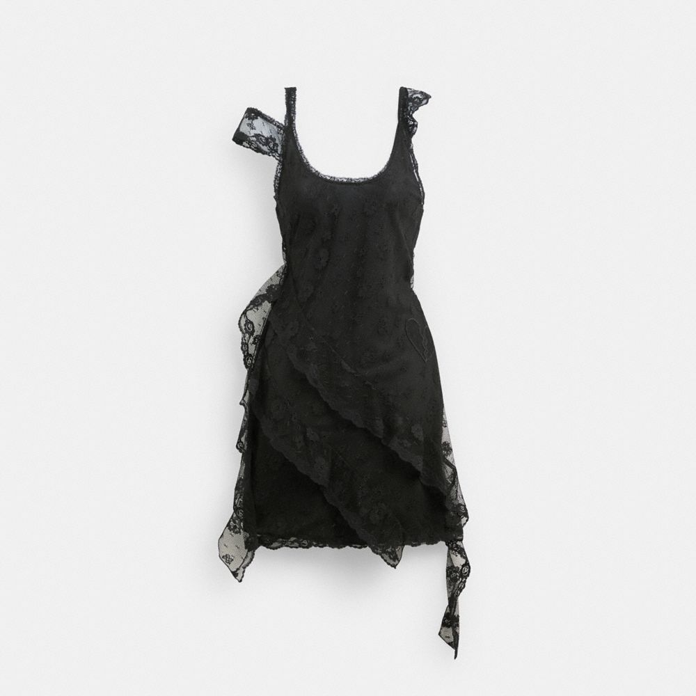 Coach All Over Lace Mini Dress Black | 298-UQJYEA