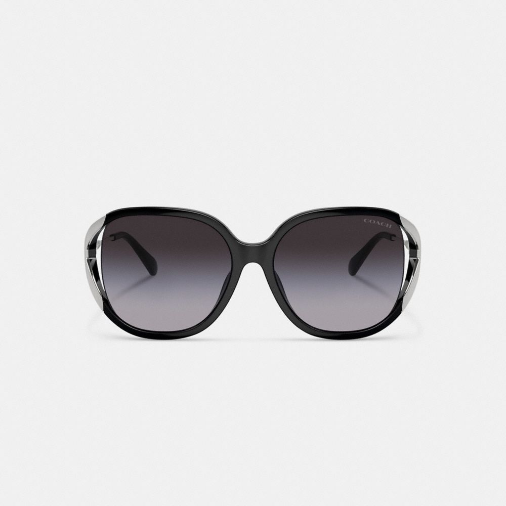 Coach Bandit Oversized Square Sunglasses Black/Silver | 098-TGIHMF