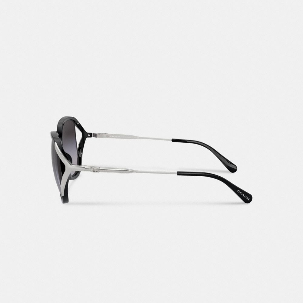 Coach Bandit Oversized Square Sunglasses Black/Silver | 098-TGIHMF