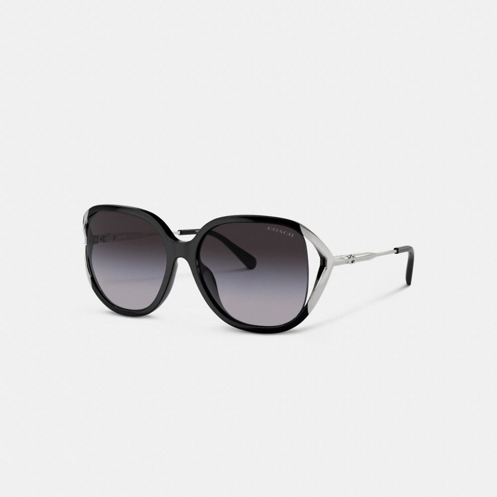 Coach Bandit Oversized Square Sunglasses Black/Silver | 098-TGIHMF