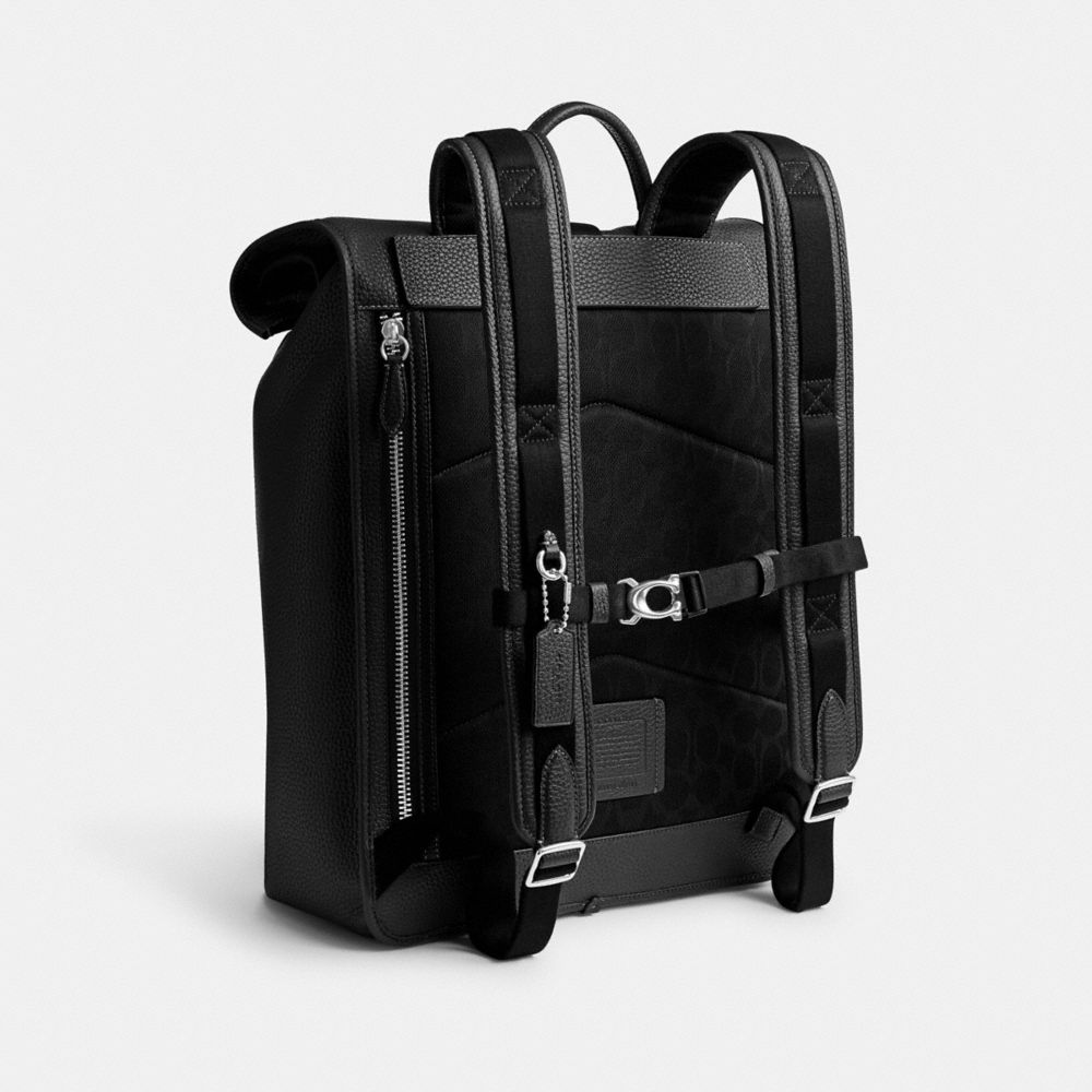 Coach Beck Roll Top Backpack Black | 615-UJTFZM