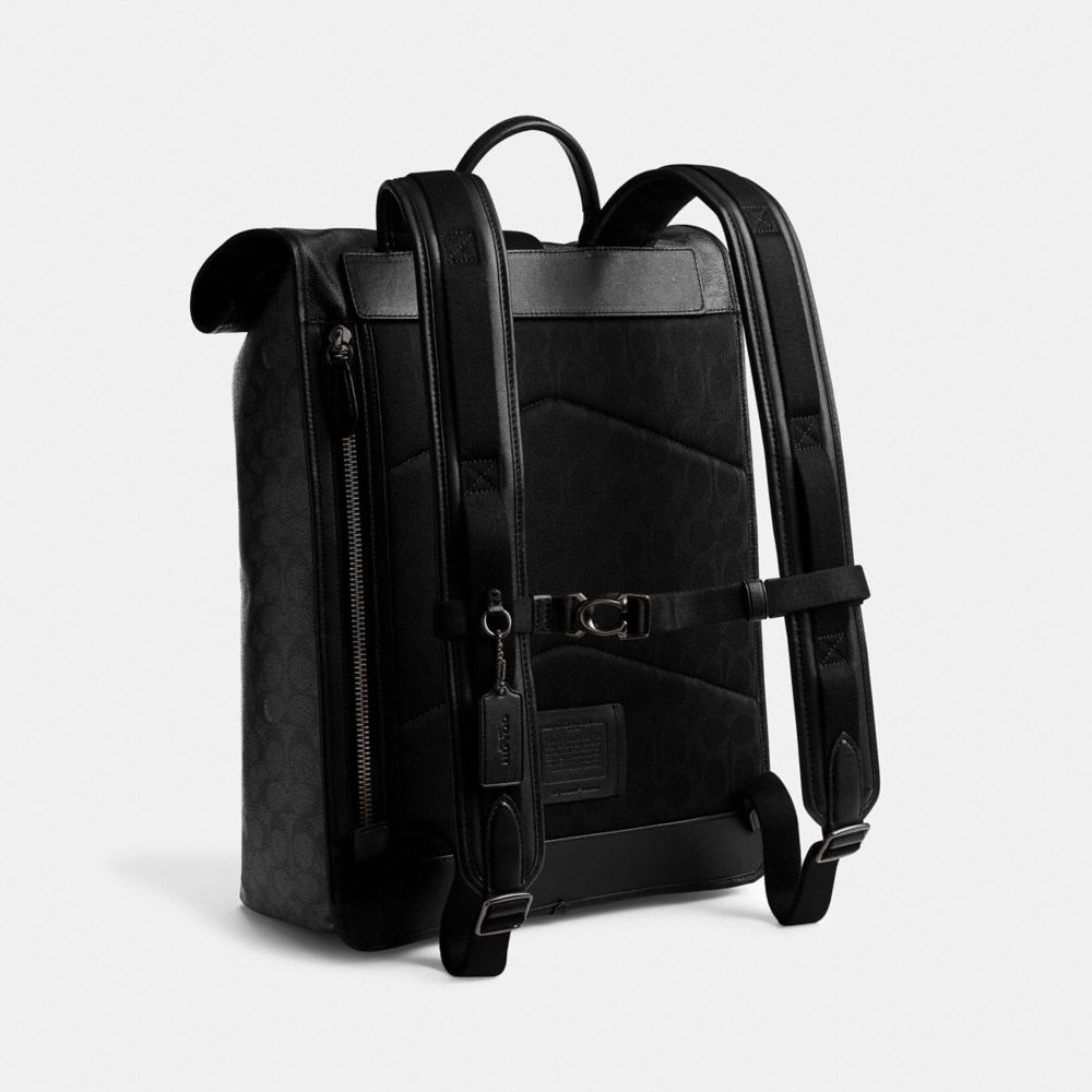 Coach Beck Roll Top Backpack In Signature Canvas Charcoal | 091-GHIROC