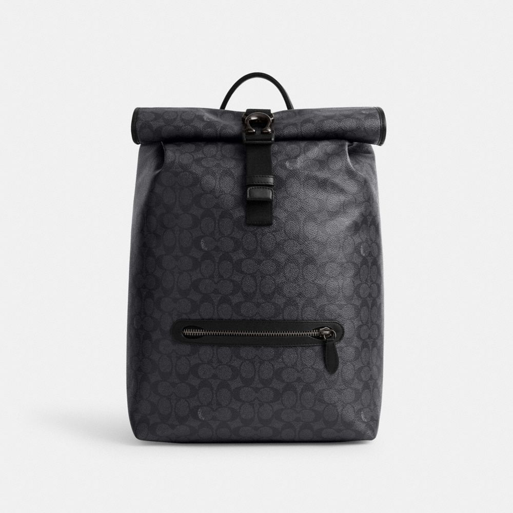 Coach Beck Roll Top Backpack In Signature Canvas Charcoal | 091-GHIROC