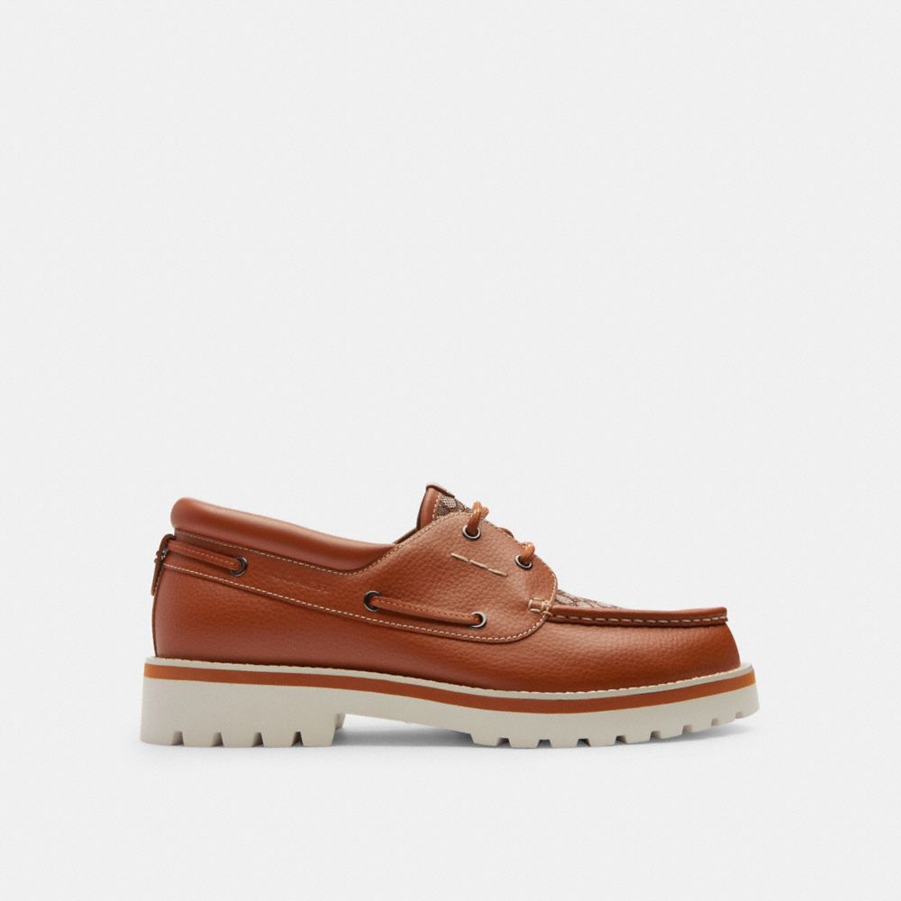 Coach Benson Boat Shoe In Signature Jacquard Burnished Amber | 876-WJNIOU