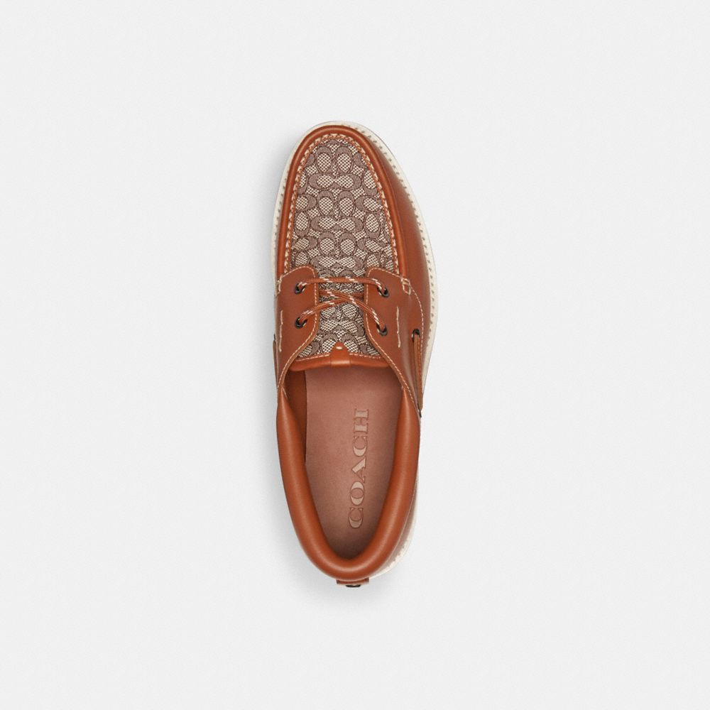 Coach Benson Boat Shoe In Signature Jacquard Burnished Amber | 876-WJNIOU